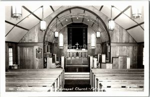 RPPC Interior, St. Mathews Episcopal Church Fairbanks AK Vintage Postcard K31 
