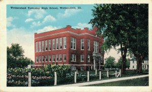 USA Wethersfield Township High School Wethersfield Vintage Postcard 07.40