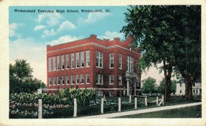 USA Wethersfield Township High School Wethersfield Vintage Postcard 07.40