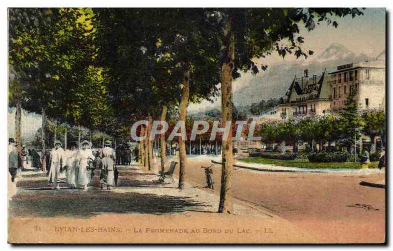 Old Postcard Evian Les Bains The Promenade at Lake