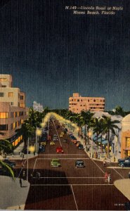 Florida Miami Beach Lincoln Road At Night 1957 Curteich