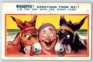 1938 Greetings From Me Whoopee Rose Amy Fat Woman Bamforth Wildwood NJ Postcard