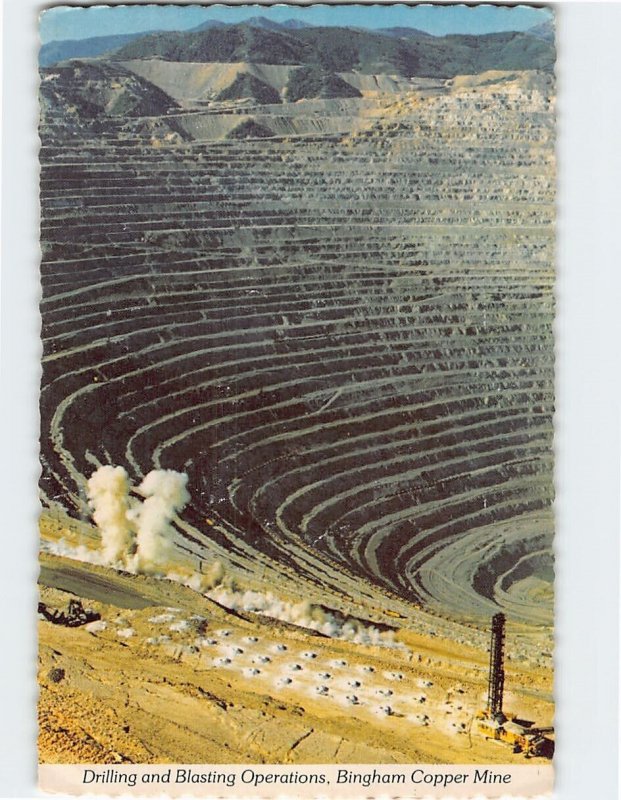 Postcard Drilling and Blasting Operations Bingham Copper Mine Utah USA