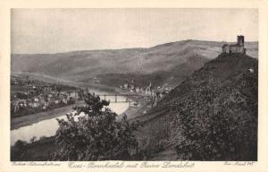 Kues-Bernkastel Germany birds eye view Landshut Castle ruins antique pc Z17608