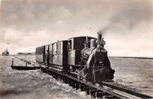 Wangerooge Germany Train Crossing Water Real Photo Vintage Postcard AA53741