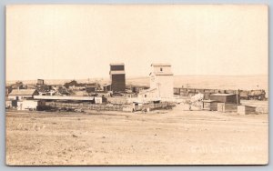 RPPC Birds Eye View w Train Gull Lake Saskatchewan Canada 1900s Postcard E14