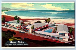 Ensenada Baja California Mexico Postcard Hotel Bahia c1950's Vintage