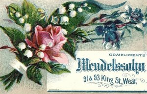 1870's Lovely Rose Mendelssohn Piano Co. Toronto Victorian Trade Card P25