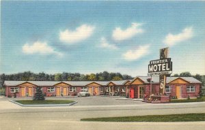 Linen Roadside Postcard; Frontier Motel, Caldwell ID Highways 20-26-30 at 5th Av