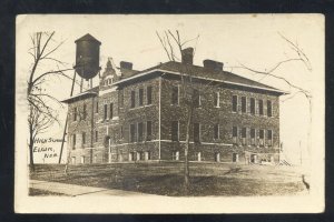 RPPC ELGIN NEBRASKA HIGH SCHOOL BUILDING WATER TOWER REAL PHOTO POSTCARD