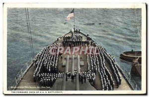 Old Postcard The Forward deck of a US battleship