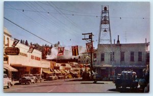 PLACERVILLE, CA California ~ STREET SCENE Bell Tower c1940s Cars Postcard