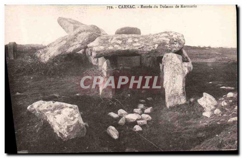 Old Postcard Dolmen Menhir Carnac Entree dolmen Kermario