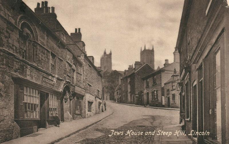 JEWS HOUSE & STEEP HILL LINCOLN UK ANTIQUE POSTCARD Judaica 