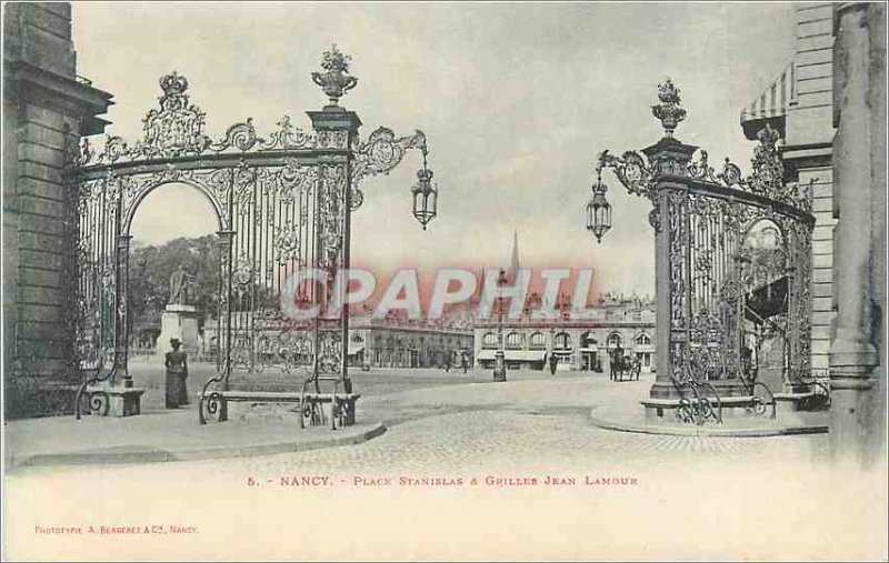 Old Postcard Nancy Place Stanislas Grids & Jean Lamour