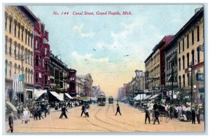 1910 Canal Street Trolley Drugs Store Grand Rapids Michigan MI Antique Postcard