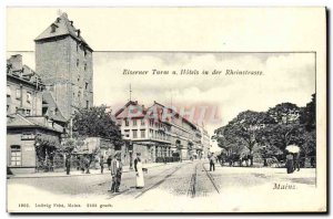 Old Postcard Eiserner Turm Mainz Hotels In Der Rhienstrasse