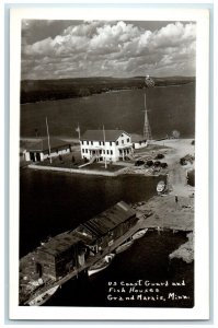 c1940's US Coast Guard And Fish Houses Grand Marais MN RPPC Photo Postcard