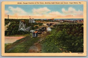 Postcard Cape Henry VA c1942 Target Practice Fort Story Light House Ocean Linen