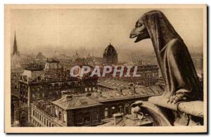 Paris Old Postcard Notre Dame Facade west chimera (the nun)