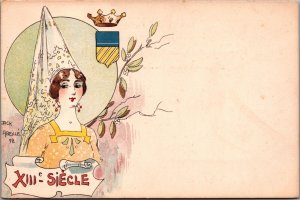 Art Nouveau Lady Jack Abeille 1898 Jugendstil Vintage Postcard C212