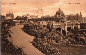 Australia Princes Bridge Melbourne Vintage Postcard C213