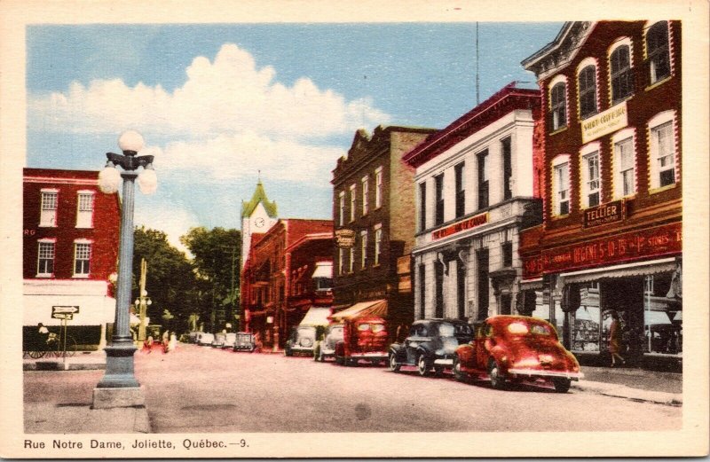 Rue Notre Dame Joliette Quebec Canada WB Postcard UNP Unused VTG Vintage 