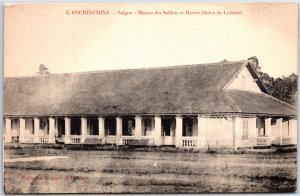 VINTAGE POSTCARD SOLDIERS AND MARINES HOME AT SAIGON FRENCH INDOCHINA c. 1930s