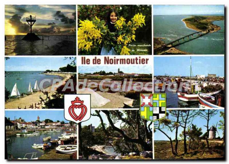 Postcard Modern Noirmoutier multiview small shopping mimosas