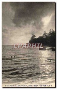 Old Postcard Of The sunset lake Chuizenji Nikko