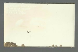 Marion IOWA RP 1920 AIRPLANE FLIGHT Plane AMERICAN LEGION nr Cedar Rapids