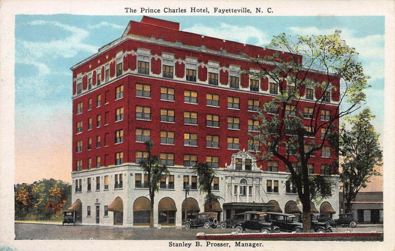 The Prince Charles Hotel, Fayetteville, North Carolina, Early Postcard, Unused