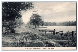 1907 West Street Looking South Dirt Road Feeding Hills Springfield MA Postcard