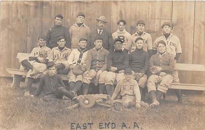 East End, A.A. 1907, Baseball, Base Ball Team, Real Photo, writing on back 