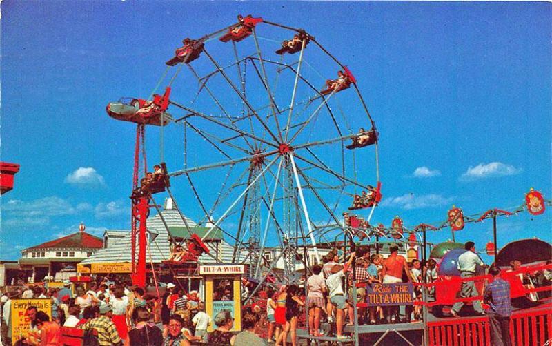 Old Orchard ME Ferris Wheel Amusement Center Tilt - A- Wheel 1963 Postcard