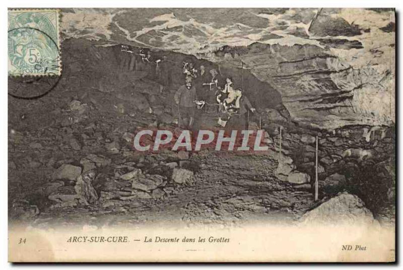 Old Postcard Arcy Sur Cure Descent In Caves