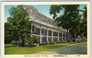 STROUDSBURG, Pennsylvania PA  Roadside INDIAN QUEEN HOTEL c1940s Linen Postcard