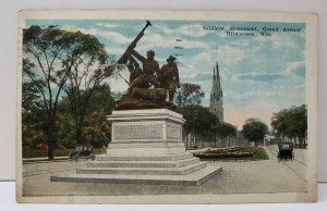 Milwaukee Soldiers Monument 1923 to Burkett Indiana Postcard A15