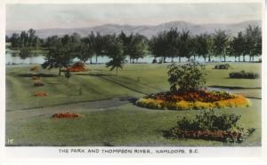 The Park & Thompson River Kamloops BC Unused Vintage Real Photo Postcard D23