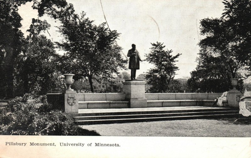 Vintage Postcard 1908 Pillsbury Monument Landmark University Of Minnesota MN