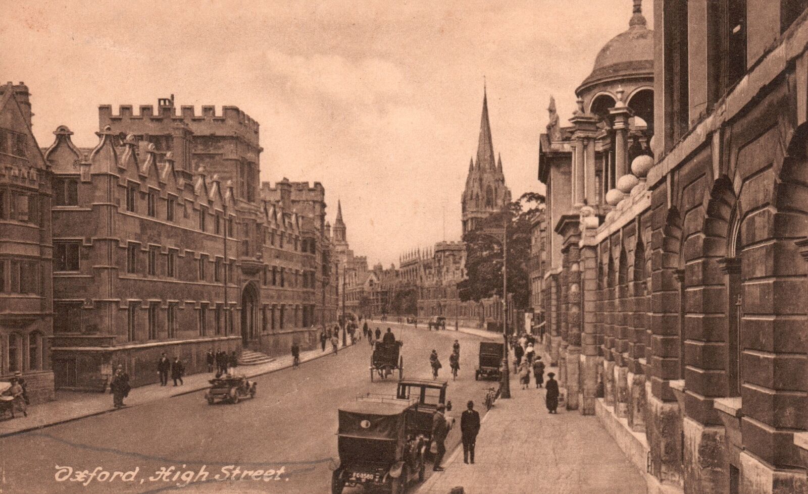Vintage Postcard Oxford Main High Street Road Highway Buildings Cars