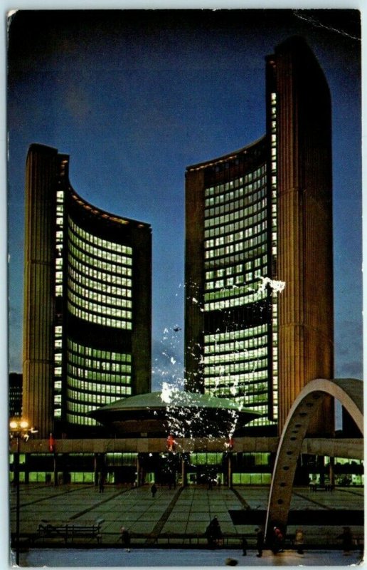 Postcard - The New City Hall Illuminated - Toronto, Ontario, Canada