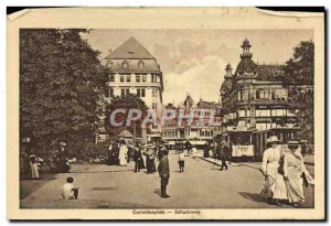 Postcard Old Dusseldorf Corneliusplatz Schadowstr Tram Tennis