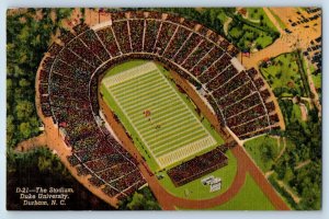 Durham North Carolina NC Postcard Stadium Duke University 1956 Vintage Antique