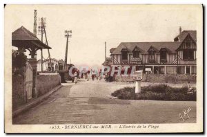 Postcard Old Bernieres sur Mer The entrance to the beach