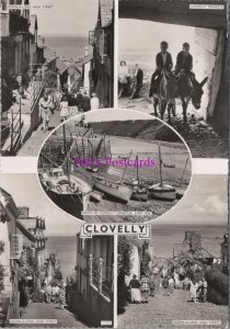 Devon Postcard - Clovelly Views, Down-A-Long High Street, Donkeys RR20763