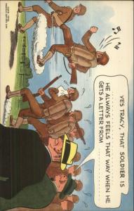 Dick Tracy WWII Soldiers Fill In the Blank Comic Postcard EXC COND