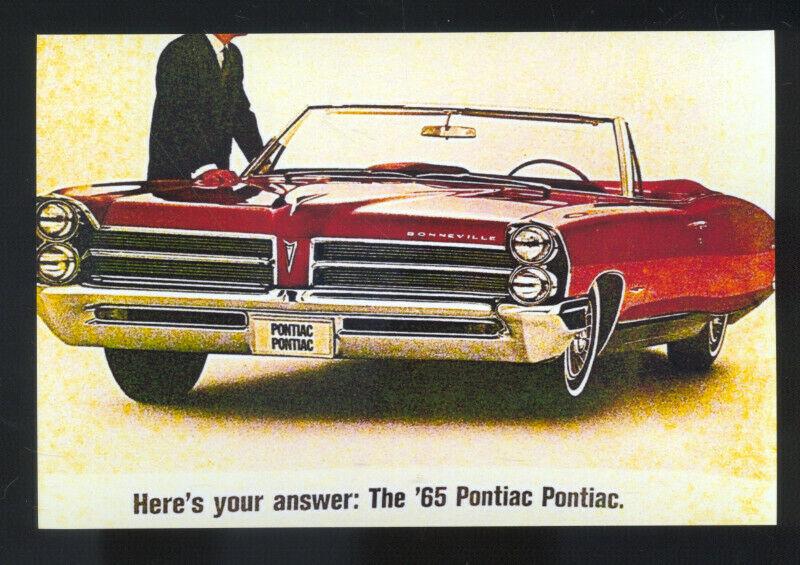 1965 PONTIAC BONNEVILLE CAR DEALER ADVERTISING POSTCARD '65 CONVERTIBLE