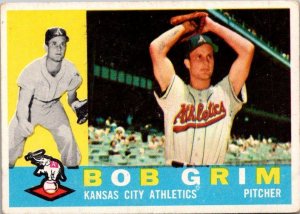 1960 Topps Baseball Card Bob Grim Kansas City Athletics sk1832