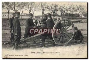 Old Postcard Army Artillery Loading piace